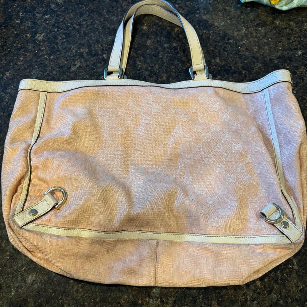 Vintage Gucci Pink Supreme Tote Bag SHW Fabric Leather - Picture 2 of 7